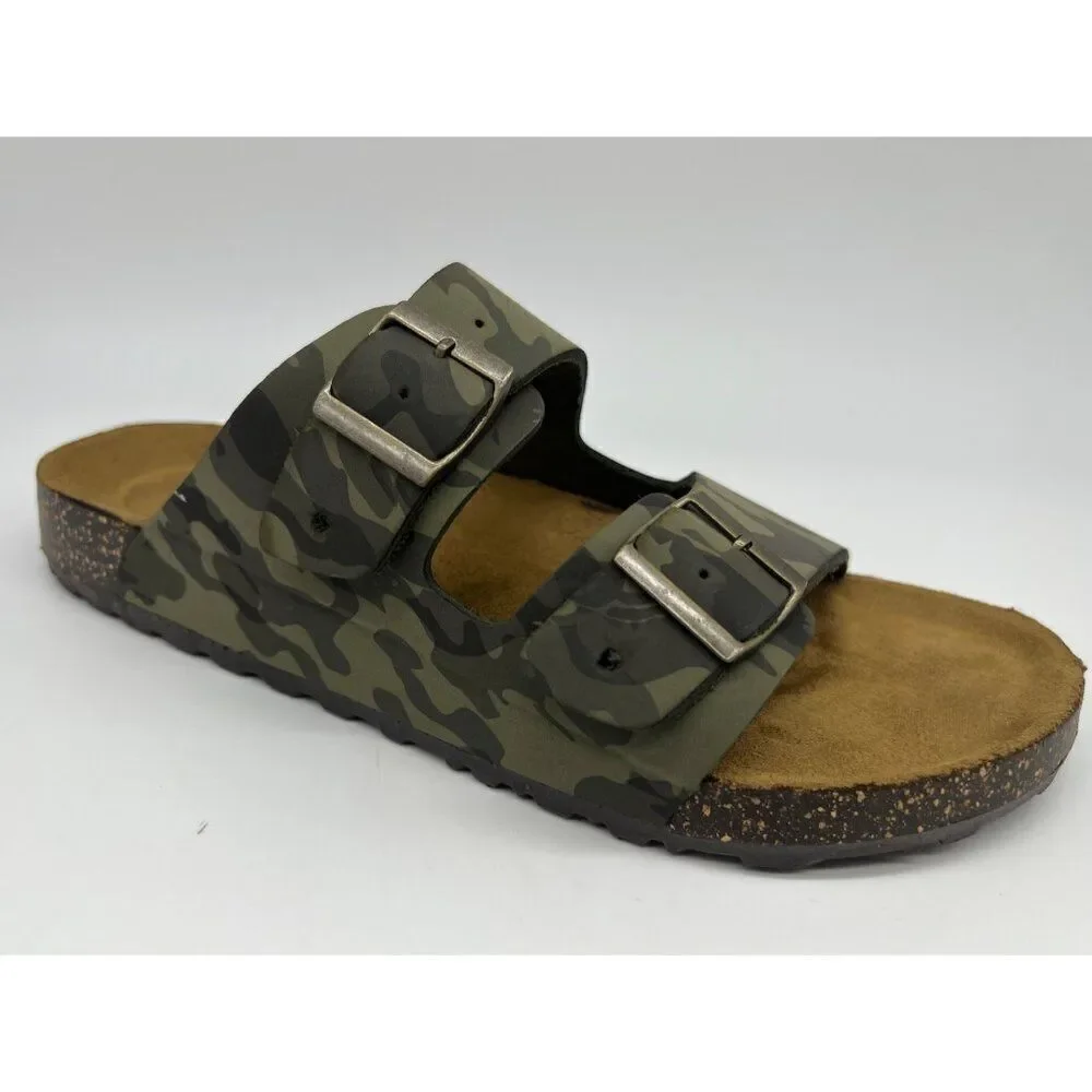 George Men’s Comfort Soft Footbed Camo Green Sandals Size 10